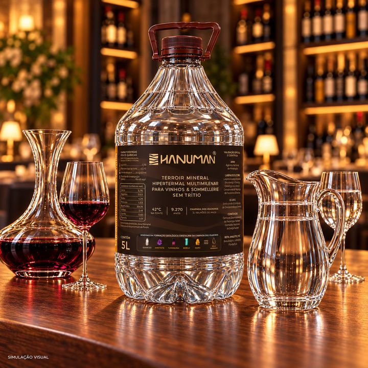 Embalagem Água Hanuman · Vinhos & Sommellerie
